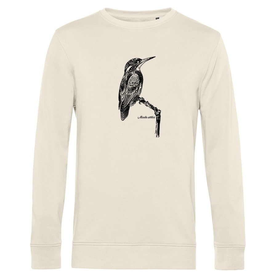 Common Kingfisher, natural organic Sweater, handprinted
