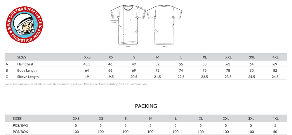 Stanley/Stella, Creator Size-Chart, shirtmanufaktur