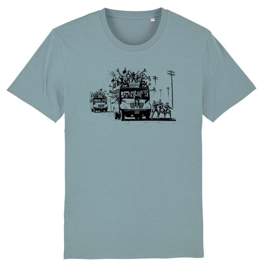 OCCUPY, Eric Drooker Organic T-Shirt, citadel blue