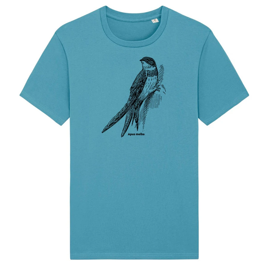 Alpine Swift, atlantic blue BirdShirt, handprinted