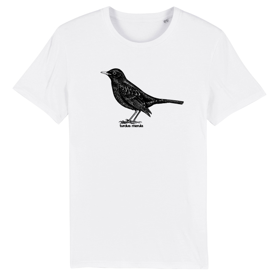 Common Blackbird, white BirdShirt