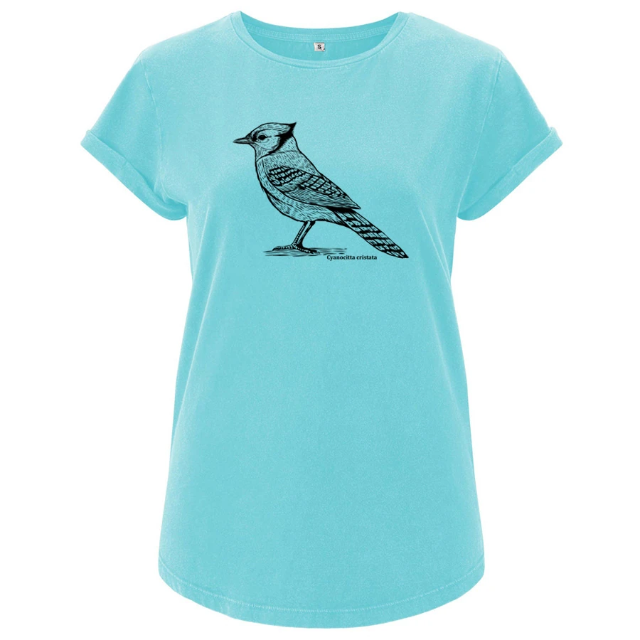 Blue Jay, Womens BirdShirt, turquoise