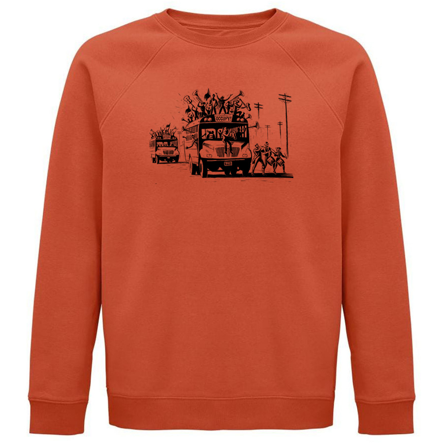 burnt orange Sweatshirt, Occupy by Drooker