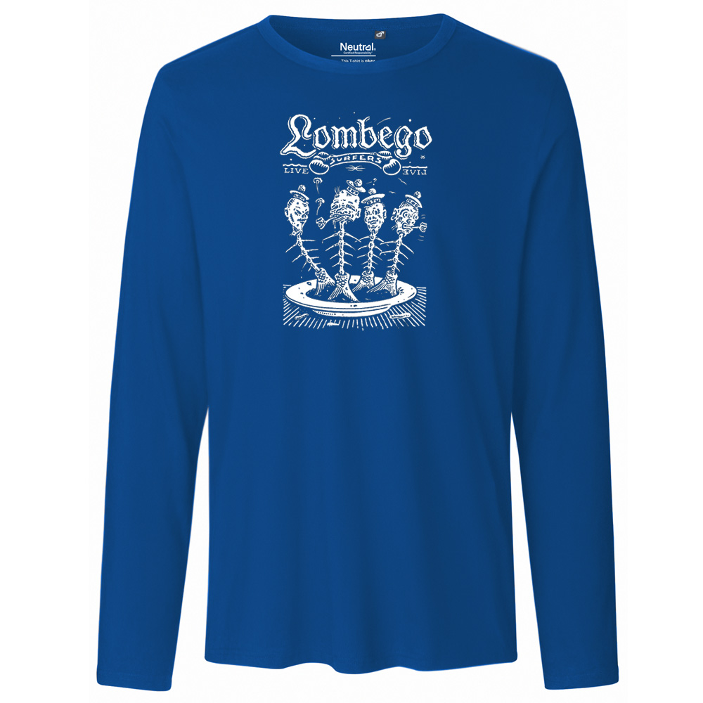 Lombego Surfers, royalblaues Bio-Langarmshirt, typeshirts