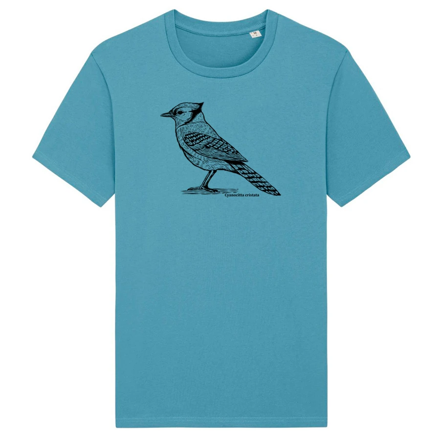 Blauhäher, Fairwear Organic BirdShirt, atlantic blue