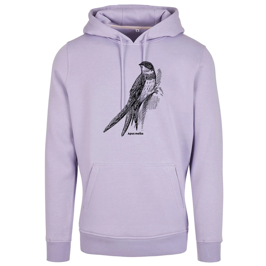 Apus melba, Alpensegler Kapuzensweater, lilac