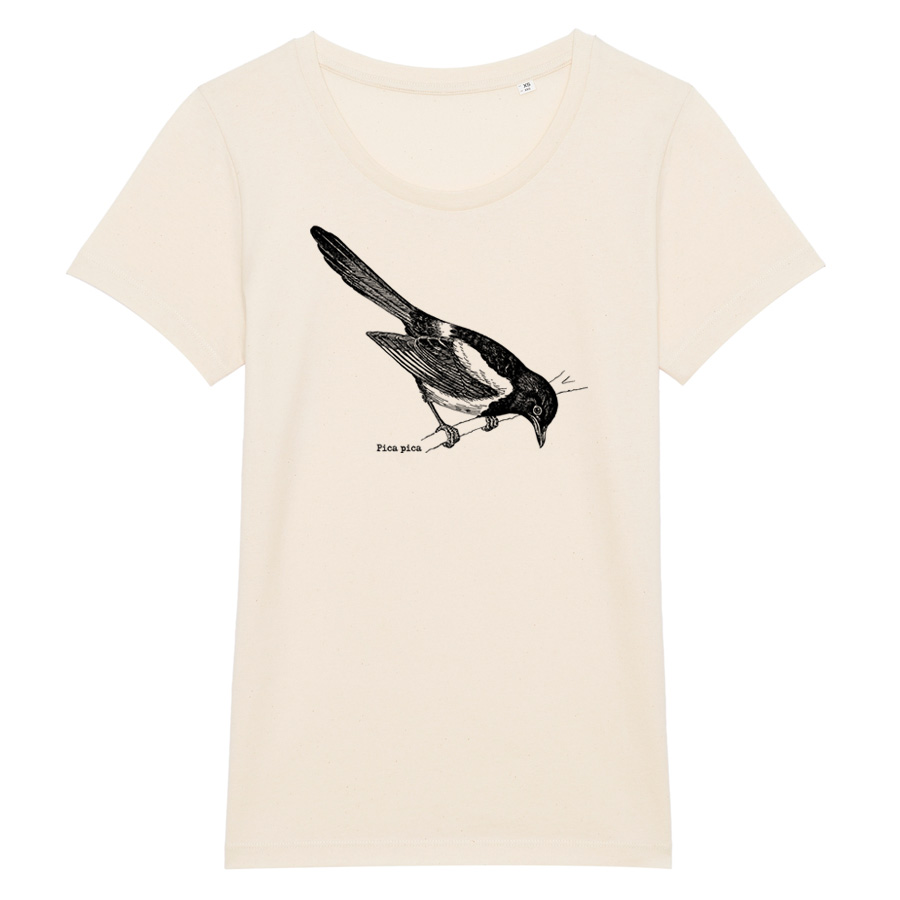 Eurasian Magpie, natural Ladies T-Shirt, Screen Print