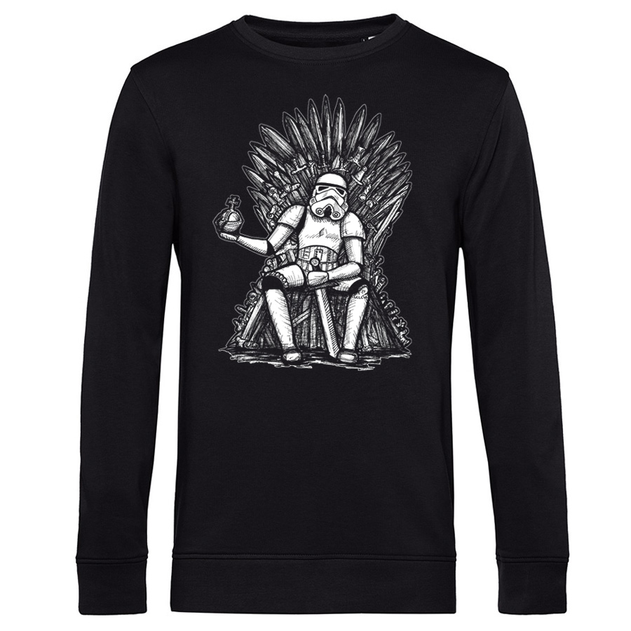 schwarzes Bio-Sweatshirt, Storm Of Thrones Siebdruck