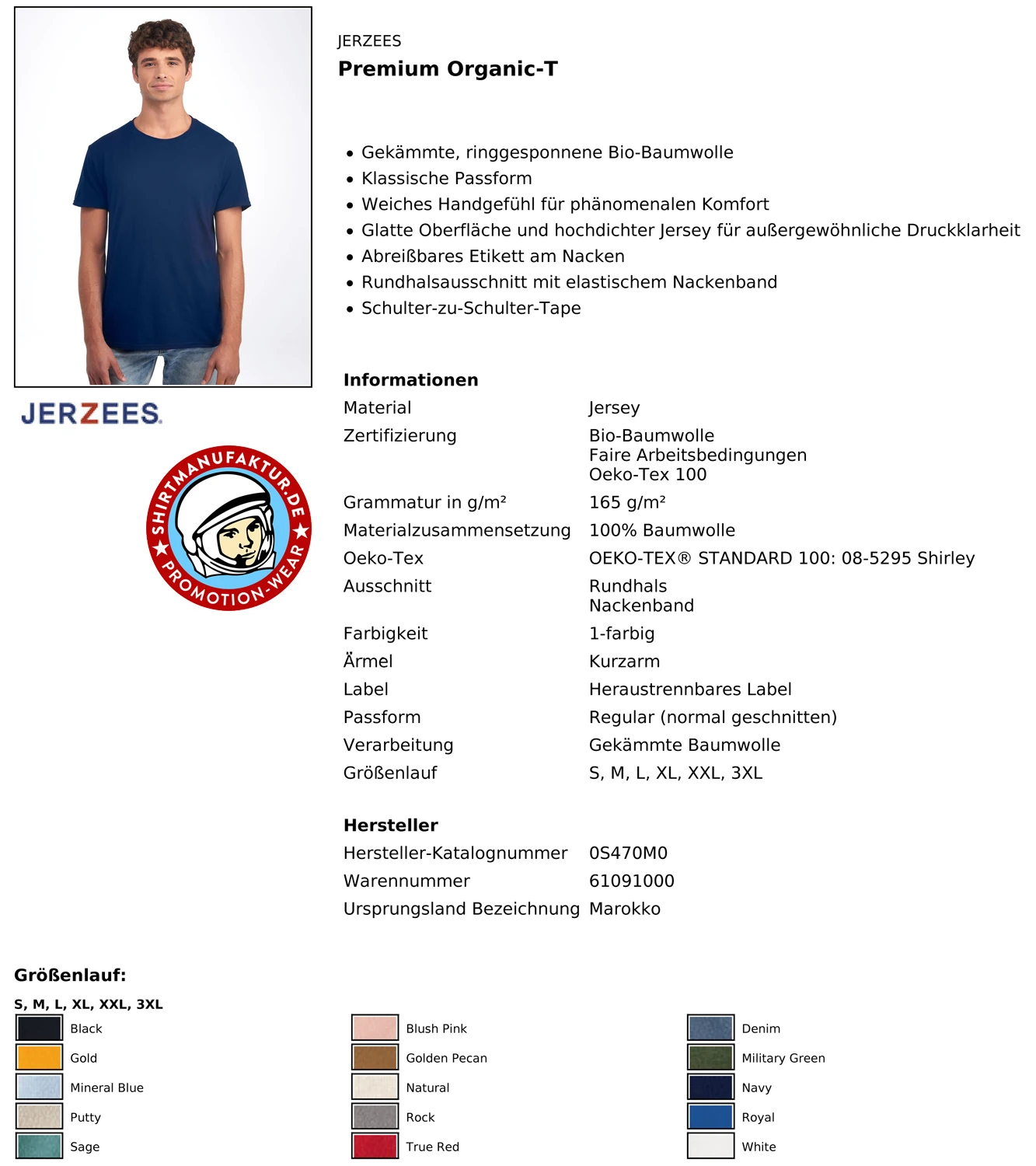 Jerzees Premium Organic-T