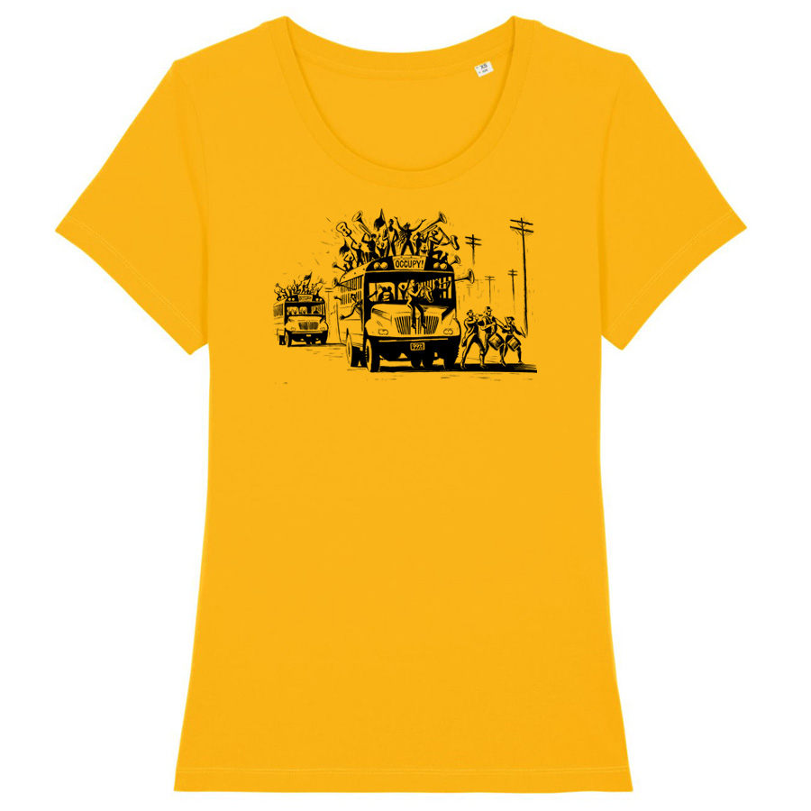 Eric Drooker Girlie Shirt, OCCUPY, spectra yellow