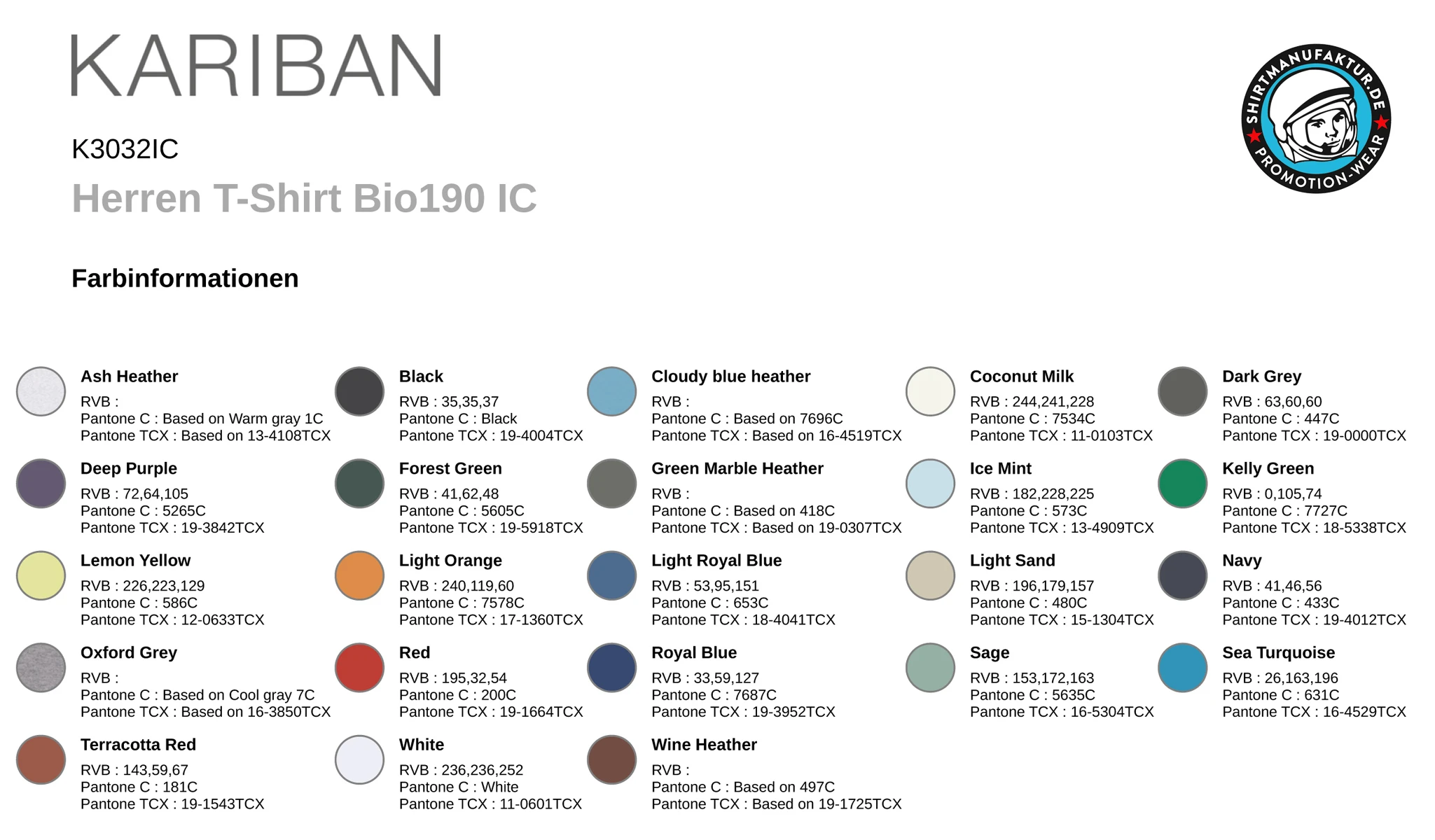 Kariban Organic190 IC T- Shirt