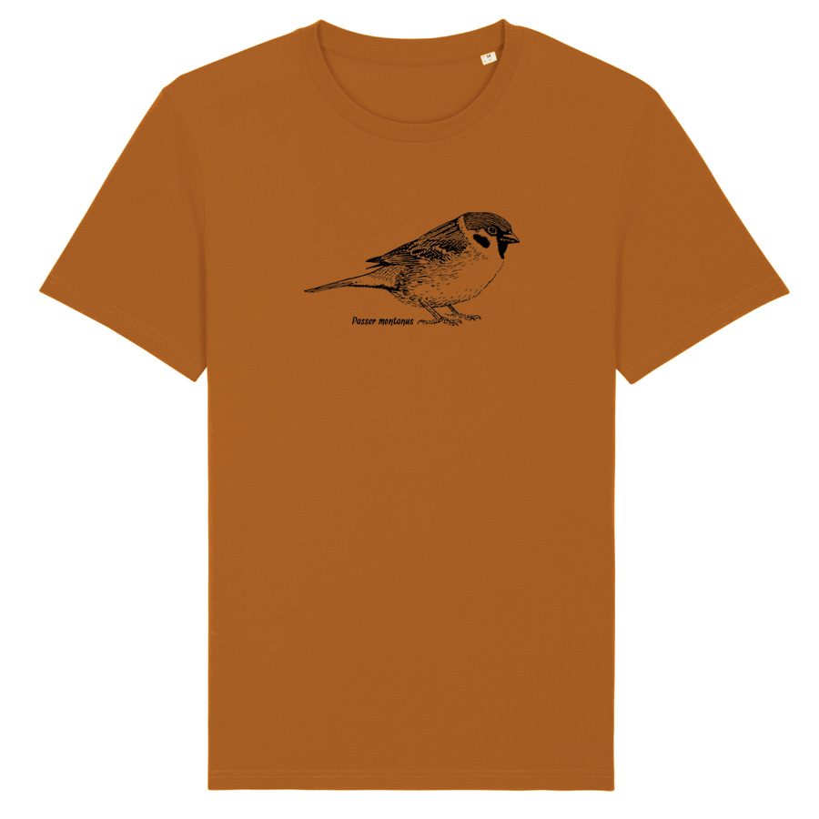 roasted-orange Tree Sparrow T-Shirt, Organic Cotton